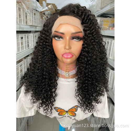 High Quality Wholesale  13*1 Lace Front Wig Human Hair 100%Virgin  Brazilian Jerry Curl Wigs Transparent Lace Wig For Black Wome